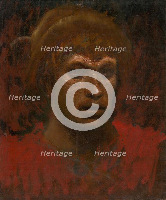 Head of a Rebel Dressed in Red, 1905-1915. Creator: Ladislav Mednyanszky.