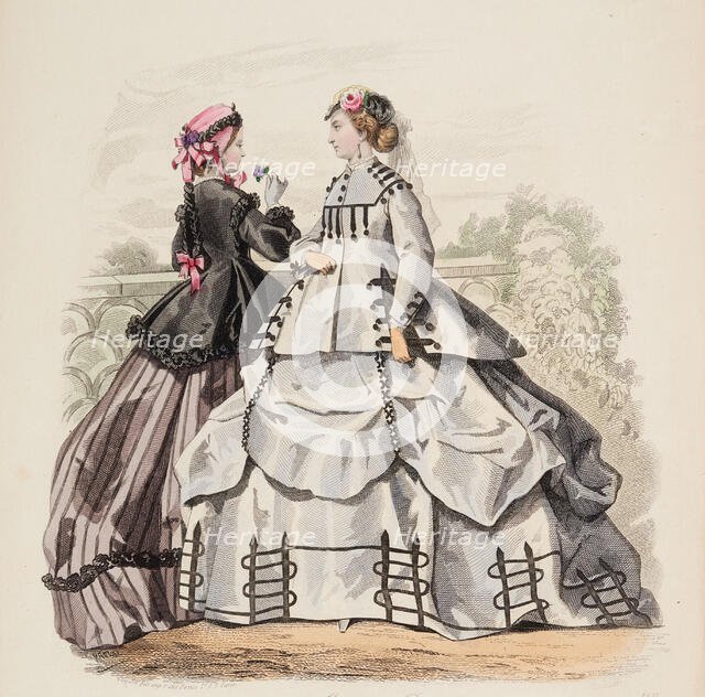 Fashion Plate - Petit Courrier des Dames 'Modes de Paris', 1866-67. Creator: Gilquin fils.