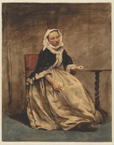 Seated woman next to a small table, 1832-1880. Creator: Jan Weissenbruch.