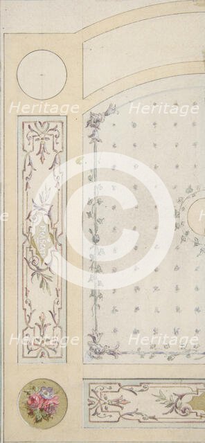 Design for painted decoration of wall or ceiling panels, including the word "Frascati", 2nd half 19t Creators: Jules-Edmond-Charles Lachaise, Eugène-Pierre Gourdet.