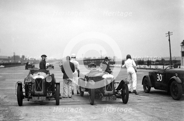 Two Salmson cars on the start line at a JCC Members Day, Brooklands. Creator: Bill Brunell.