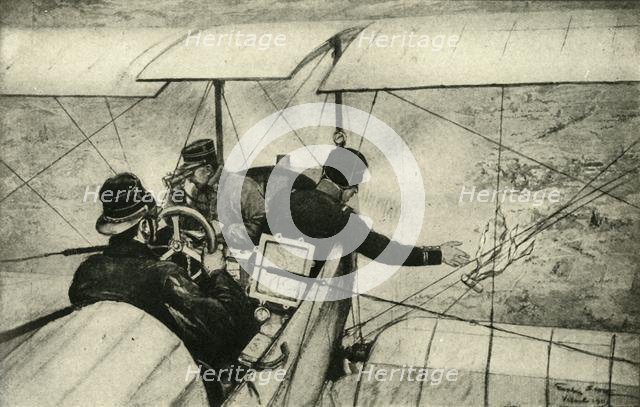 'The Fourth Arm in the Great War: French Air-scouts at work', First World War, 1914-1918, (c1920). Creator: Georges Bertin Scott.