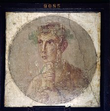 Roman portrait of a young man from Pompeii, 1st century.  Creator: Unknown.