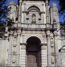 Detail of the façade of the Church of San Miguel in Jerez de la Frontera (Cádiz).
