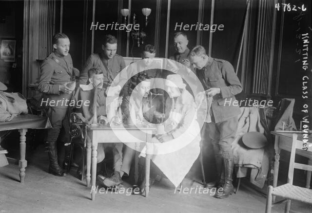 Knitting class Lafayette House, knitting class of wounded, between 1917 and c1920. Creator: Bain News Service.