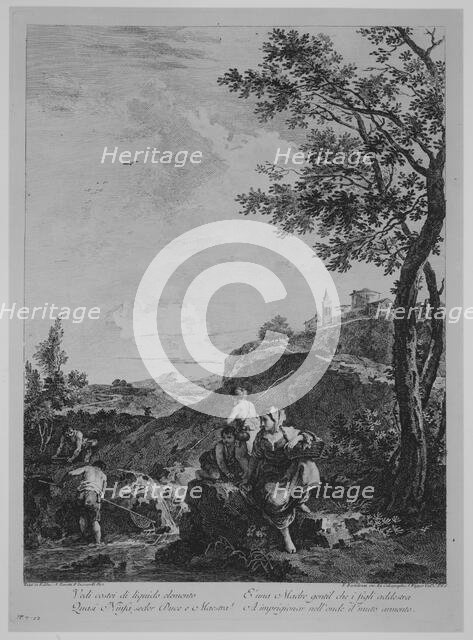 Landscape, "Vedi costei di liquido elemento...", 1762. Creator: Francesco Bartolozzi.