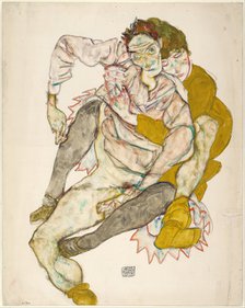 Seated Couple, 1915. Artist: Schiele, Egon (1890–1918)