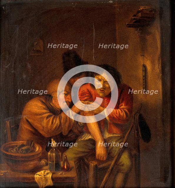 A surgeon attending to a man's arm, c1630s. Creator: Unknown.