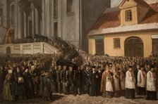 Funeral of the Five Victims of the Manifestation of 1861 in Warsaw, 1865. Creator: Henryk Pillati.