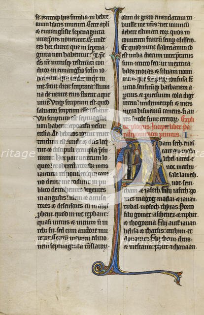 Initial A: The Expulsion from Paradise; Marquette Bible, about 1270. Creator: Unknown.