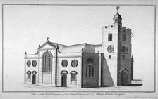 North-west view of the Church of St Mary, Whitechapel, London, c1800. Artist: Benjamin Cole