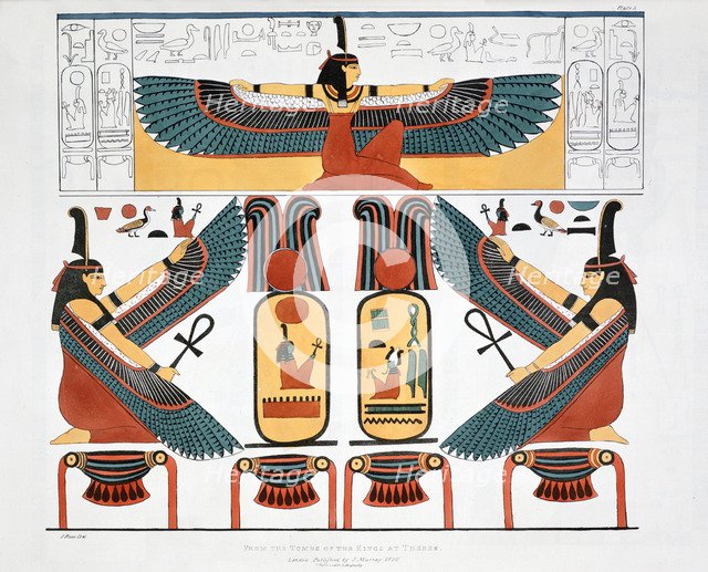 Mural from the Tombs of the Kings at Thebes, 1820. Artist: Charles Joseph Hullmandel
