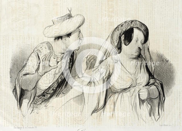 Sortez!...(Bajazet), 1841. Creator: Honore Daumier.