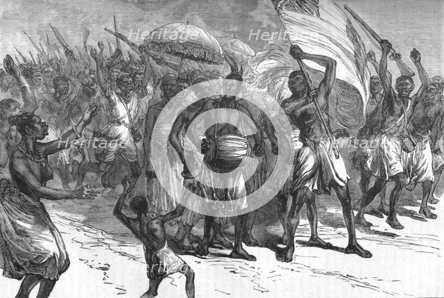 'March of Ashantee Warriors', c1880. Artist: Unknown.