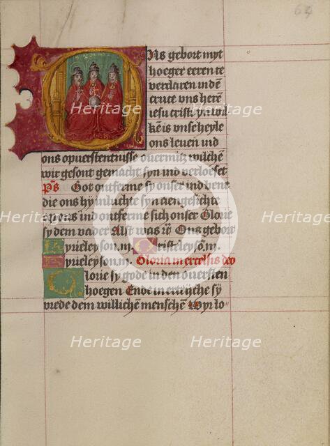 Initial O: The Trinity; Book of Hours, about 1500. Creator: Workshop of Gerard Horenbout.