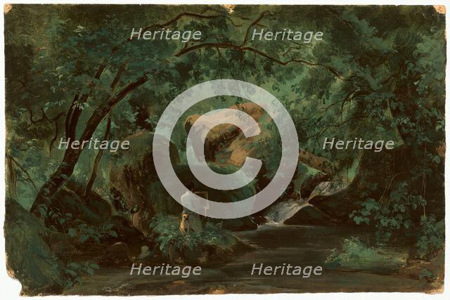 Forest Interior with a Painter, Civita Castellana, 1825/1830. Creator: André Giroux.