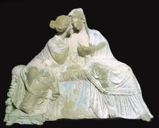 Greek terracotta statuette of two women chatting. Artist: Unknown