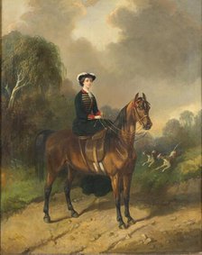 Empress Eugenie on Horseback, 1853-1876. Creator: Carl Fredrik Kioerboe.