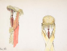 Two Views (Side and Front) of a Hat on a Stand, 1866. Creator: Auguste Félix.