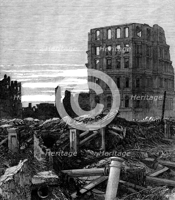 The Ruins of Chicago: the First National Bank, 1871. Creator: Unknown.