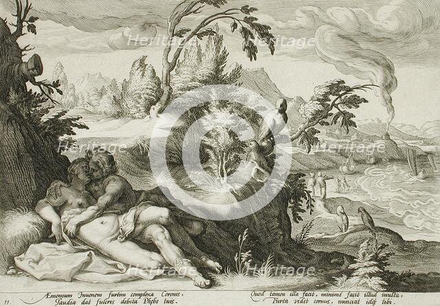 Apollo and Coronis, published 1590. Creator: Unknown.