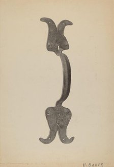 Door Handle, c. 1938. Creator: Herman Bader.