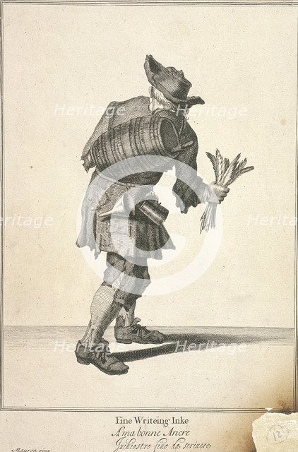 'Fine Writeing Inke', Cries of London, (c1688?). Artist: Pierce Tempest