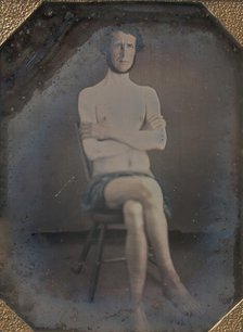 Nude Man Seated with Cloth Draped over Waist, 1840s. Creator: Unknown.