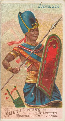 Javelin, from the Arms of All Nations series (N3) for Allen & Ginter Cigarettes Brands, 1887. Creator: Allen & Ginter.