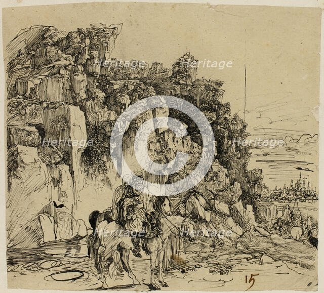 Mountainous Landscape with Horsemen, n.d. Creator: Rodolphe Bresdin.
