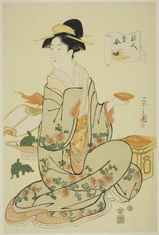 Jurojin, from the series "A Comparison of the Treasures of the Gods of Good Fortune..., c. 1795. Creator: Hosoda Eishi.