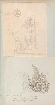 Page from a Scrapbook containing Drawings and Several Prints of Architecture, Int..., ca. 1800-1850. Creators: Workshop of Charles Percier, Workshop of Pierre François Léonard Fontaine.