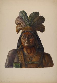 Cigar Store Indian, c. 1937. Creator: Walter Hochstrasser.