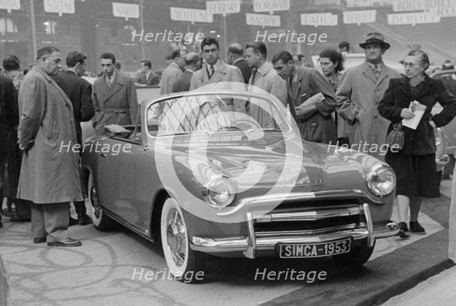 1953 Simca 8 Sport at motor show. Creator: Unknown.