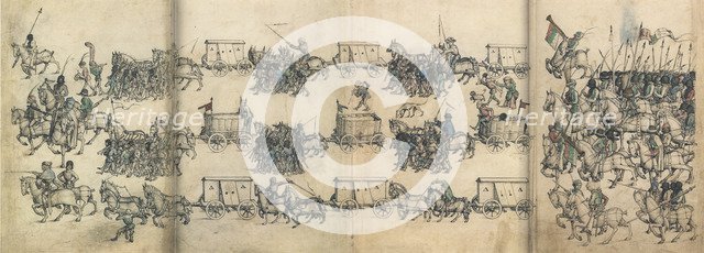 Army train (From the Medieval Housebook of Wolfegg Castle), ca 1485. Artist: Master of the Housebook of Wolfegg Castle (active 1480-1490)