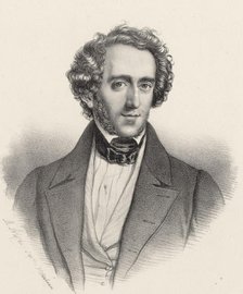Portrait of the pianist and composer Felix Mendelssohn Bartholdy (1809-1847). Creator: Alophe, Marie-Alexandre Menut (1812-1883).