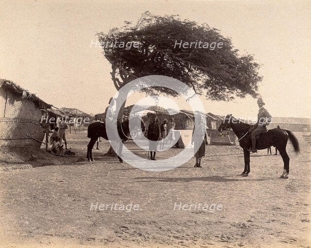 Officers on horseback in the Nusserpuri camp, set up as part of the Karachi Plague..., 1897. Creator: Unknown.