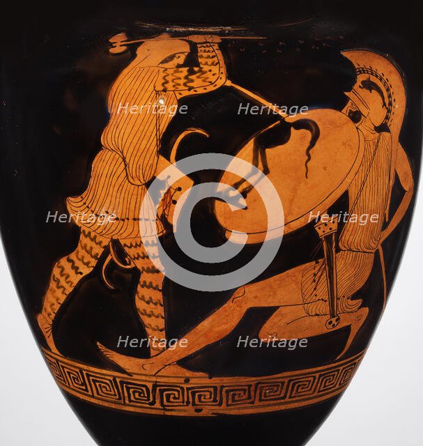 Combat between an Amazon and a Greek. (Nolan amphora) , ca 470-460 BC. Creator: Alcimachus Painter (active c. 460 BC).