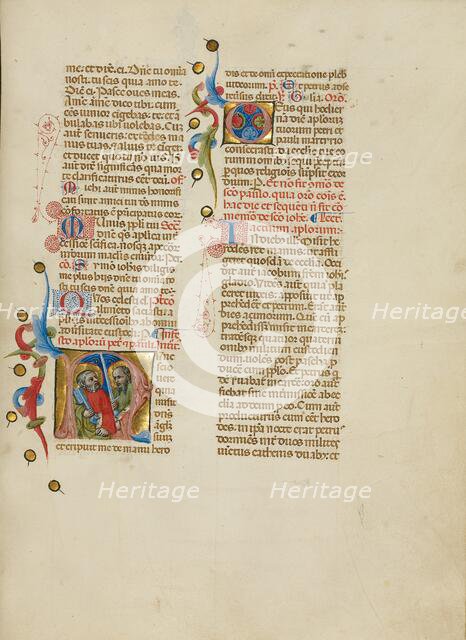 Initial N: Saints Peter and Paul; Missal, between about 1389 and 1400. Creator: Master of the Brussels Initials.