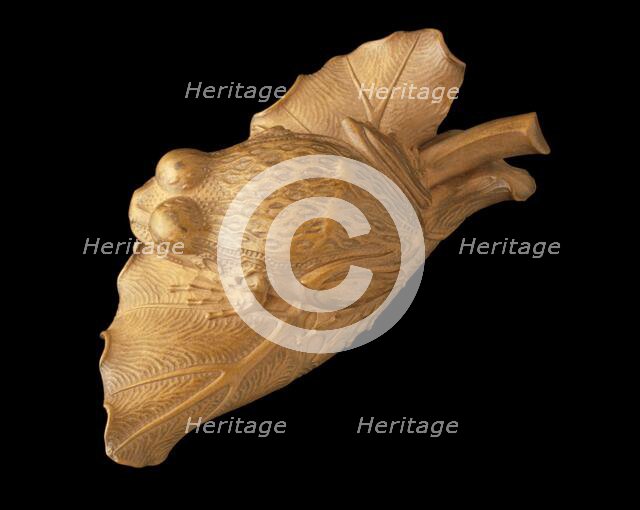 Frog on Taro Leaf, 1782. Creator: Seiyodo Tomiharu.