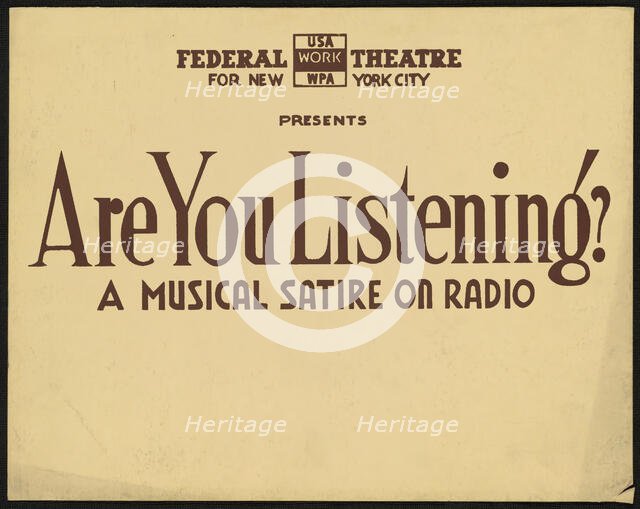 Are You Listening, New York, 1938. Creator: Unknown.