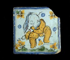 Tile with a grotesque Chinaman, c1800.