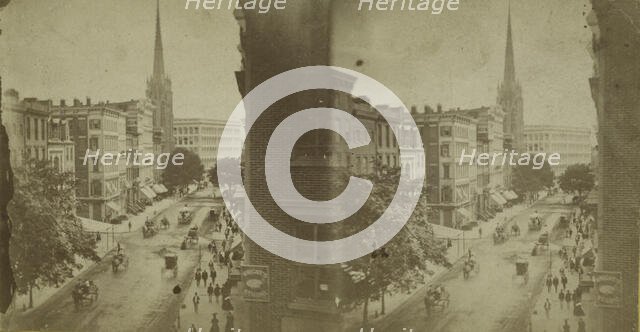 New York City street scene, from above., c1850-1930. Creator: Unknown.