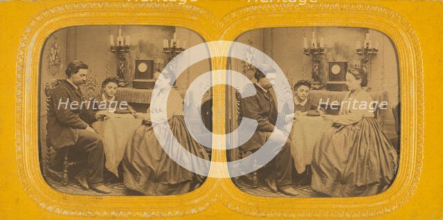 Family playing cards, 1855-1860. Creator: E Lamy.