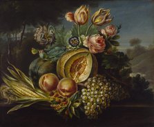 Still Life with Fruit and Flowers, 1824. Creator: Cornelius de Beet.