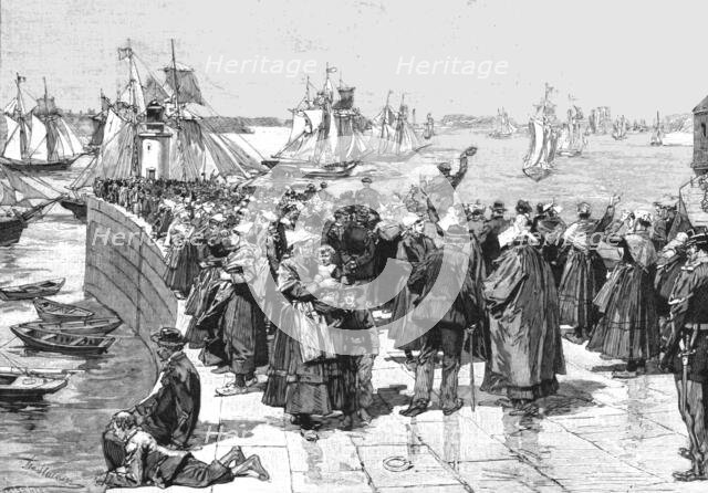 ''The Newfoundland Cod Fishery; The Fishing-Fleet Leaving for the Banks', 1891. Creator: Unknown.