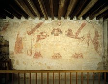 A 15th-century mural on the east wall of the painted chamber at Cleeve Abbey, Somerset, 1999. Artist: J Bailey