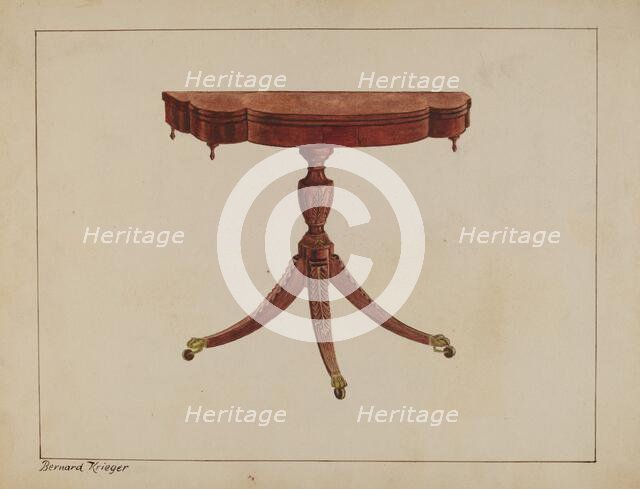 Table (Pedestal), c. 1937. Creator: Bernard Krieger.