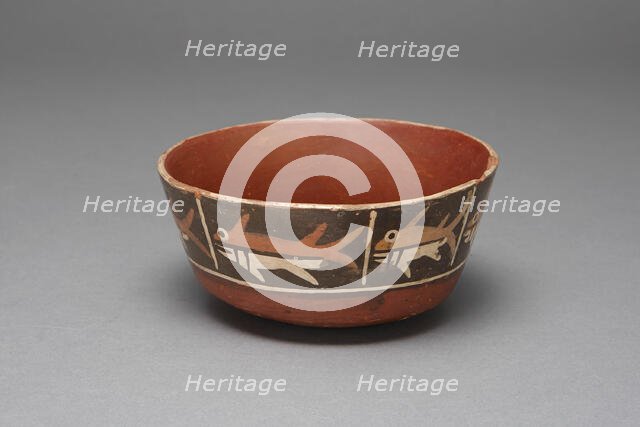 Bowl with Repeating Depiction of a Fish or Shark, 180 B.C./A.D. 500. Creator: Unknown.