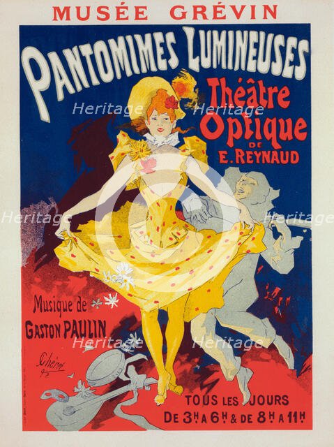 Affiche pour le Musée Grévin, "Pantomimes lumineuses"., c1896. Creator: Jules Cheret.